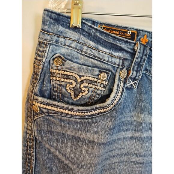 Men's Rock Revival Nikola Alt Straight Jeans Size 38/31 Relaxed Distressed - Picture 5 of 7